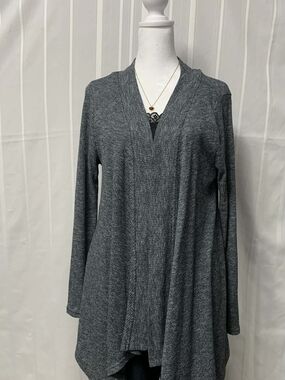 Poof! Heather Gray Knit Top with Brass Accent